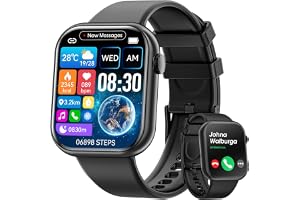 Smartwatch, unisex, 1,85 tum smartwatch-skärm med Bluetooth-samtal och handsfree-svar, med stegräknare, handledspulsmätare, fitnessklocka, för Android iOS
