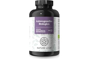 Ashwagandha Biologica NATURE LOVE® - 240 capsule - Ad alto dosaggio con 1950mg per dose giornaliera - Pregiato ginseng indiano - Testato in laboratorio, vegano, prodotto in Germania