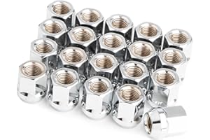 GAsupply 20pcs M12x1.5 Open Ended Wheel Nuts with 60°Tapered Seat 19 Hex, Compatible with Ford Kia, Alloy Wheel Nuts (Chrome)
