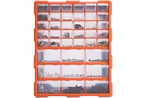 iropro 39 Multi Drawer Tools Cabinets Tool Boxes, DIY Tool Bits Storage Organiser, Small Parts Hardware and Craft Cabinet Orange Wall Mount or Free Standing