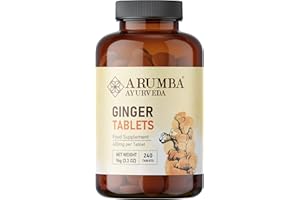 Arumba Ayurveda Ginger Tablets 240 Tablets, 400 mg per Tablet, Made with Pure Ginger Root Powder