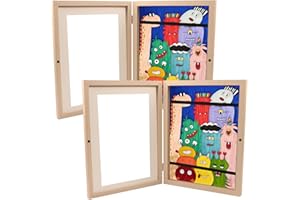 FIVAVA 2 marcos de fotos para dibujos infantiles A4 para 50-150 imágenes, marcos de fotos para rellenar, dibujos infantiles, marco de arte infantil A4, plegable para dibujos infantiles