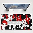 Red Black White Mouse Pad Extended Cool Geometric Japanese Extended Desk Mat 100X50cm Non-Slip Rubber Base Stitched Edge Large XXL Mousepad for Desk Gaming Laptop Desktop,40x20 Inch