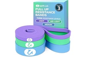 Uplift Lab Pull Up Resistance Bands Set, Physio Bands for Mobility, Stretching, Pilates, Yoga, Hyrox, CrossFit, Fitness, Workout, Body Building, Powerlifting, Muscle Strength Training Men and Women