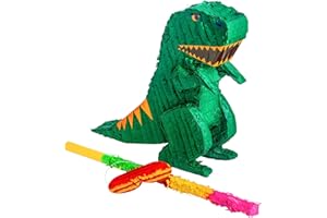 Fax Potato Rex the Dinosaur Pinata, Rainbow Buster Stick and Blindfold Set (W40 x D13 x H55cm) Fill Your Own Kids Large Party Supplies Themed Birthday Accessory Fun Decoration Pinata for Kids Parties