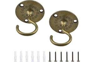 INCREWAY Wall Mount Ceiling Hooks, 2PCS Sturdy Hanging Chandelier Plate Hook Antique Screw in Ceiling Hook Ceiling Hooks for Hanging Plants(Antique)