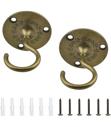 ElekTek-plafondrozet plaat met 3 haken hangende lampfittingen, hanglampen, en omgekeerde lampen en kroonluchters - Traditionele metallic afwerkingen Antiek Messing