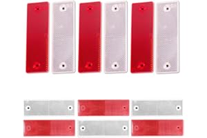 RIZUMONLY 12 Pcs Car Reflector Sticker Truck Reflectors Plastic Red and White Trailer Reflectors Self Adhesive Reflector for Truck Trailer Lorry Boat Motorcycle Tractor