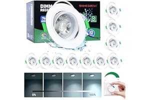 Shine Decor Einbaustrahler LED, 6000K Kaltweiß Dimmbar Led Spot Deckeneinbaustrahler, LED Einbauleuchten Für Schlafzimmer Badezimmer Küche,10er Set