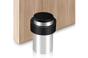 KOLAKO Door Stopper, Floor Mount Door Stop, Polished Stainless Steel Door Bumper Cylinder Solid Rigid Doorstop with Rubber Decorative Safety Door Holder for Home Office Commercial Silver