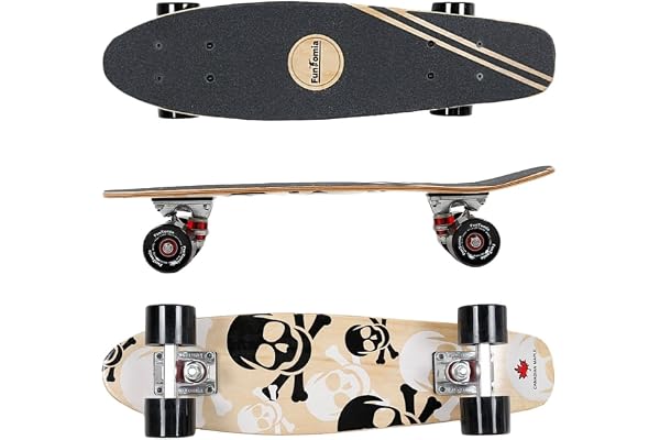FunTomia Planche à roulettes Skateboard Mini Board Retro Cruiser - Haute qualité Planche Érable Canadien 7-ply, avec Roues et ABEC-11 roulements
