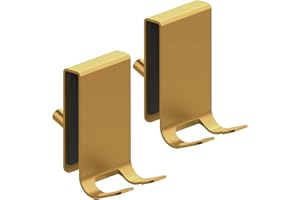 Cimown 2 zestawy uchwytów prysznicowych bez wiercenia | uchwyt na ręcznik do ścianki prysznicowej | hak prysznicowy na szklane ścianki | z wyściełaną ochroną | dla grubości szkła 5-10 mm (Złoty)