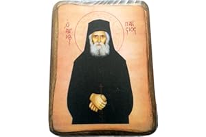 IconsGr Wooden Greek Christian Orthodox Wood Icon of Saint Paisios / A0