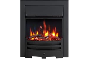 FLAMEKO Verona 16’’ Fireplace Insert, 2000W Heater, Black Trim, Bauhaus Fret, 9 Colour Flame Effect, Remote Control