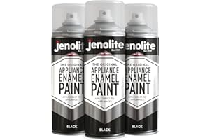 JENOLITE Farba emaliowana do urządzeń gospodarstwa domowego, czarna, 3 x 400 ml, idealna farba do lodówki, zamrażarek, pralek, grzejników