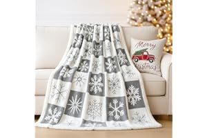 EAQ Kuscheldecke Flauschig Weihnachts Sherpa Decke Flanell Sofaüberwurf Decke Sofadecke Doppelgesicht Extra Weich Wohnzimmer Sofaüberwurf Couchdecke für Bett Sofa (Weihnachts grau, 150x200cm)