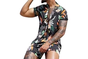 Alueeu Chandal Hombre Completo Verano 2023 Hawaiana Funky Estampado Conjunto Camisas de Manga Corta y Pantalones Cortos 2 Piezas Ropa Deportiva Casual Cómodo T Shirt Playa Vacaciones