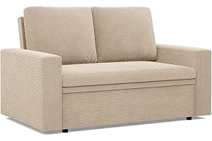 ‎MEBLIGO Mebligo - NEO Kollektion Sofa 2 Sitzer Mit Schlaffunktion Und Bettkasten, 148 x 90 x 87 cm, Kleines Schlafsofa Für Wohnzimmer, Beige