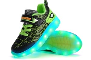 MUSUNFE Toddler Led Walking Sneaker Spider Light up Shoes for Boys Girls Christmas Birthday Gifts for 3-9 Year Old Girls Boys