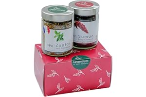 Coffret Duo Zaatar et Sumac - Pack Levanthym avec un pot de Zaatar 100g et un pot de Sumac 100g - épices Ottolenghi - du livre de cuisine Ottolenghi Box 200g