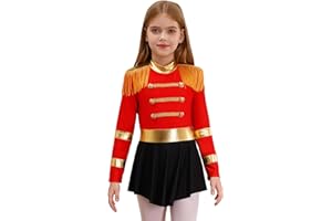 inhzoy Costume Domatrice Circo Bambina Vestito da Danza Classica Moderna con Nappe Leotards da Maestro del Circo Ringmaster Costume Carnevale Festa di Halloween Natale