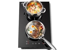 KICHPOWER Plaque Induction 2 feux Encastrable, Plaque de Cuisson Electrique 30cm, Commande Tactile, 3300W, 9 niveaux de puissance, Fonction Boost, minuterie 1-99 min