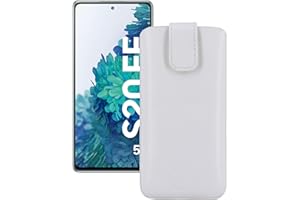 Favory Tasche Etui kompatibel mit Samsung Galaxy S20 FE (5G) Hülle aus echtes Leder Schutzhülle (Lasche mit Rückzugfunktion) in Weiss