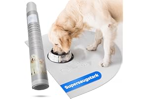 Miggo® Saugfähige Premium Napfunterlage Katze und Hund Halbrund 40x50 cm Grau Futtermatte, Futterunterlage Hundenapf, Fressnapf Katze, rutschfeste Unterlage, Für Futter,Wasser,Brunnen Kunstleder