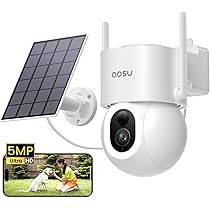 aosu 3K 5MP Überwachungskamera Aussen Solar Akku, 360° PTZ, 2-in-1