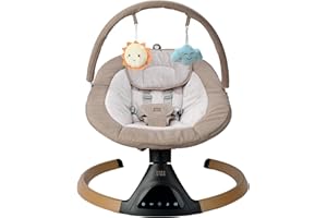 BABA BING BABABING Electric Baby Swing Chair - Beige | Soft Baby Chair Hub Swings with Bluetooth and Digital Display | Lightweight Swing Chairs from Birth with 5 Swinging Options