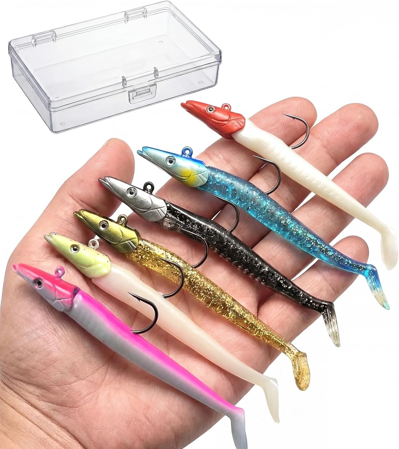 Eulihent 6 Piezas Señuelos de Pesca Goma Suave Señuelos con Anzuelos Artificiales de Pesca 12 cm Señuelos Pesca Mar 3D Cebos de Pesca Paddle Tail Señuelos para Lubina Lucio Carpa Trucha (22g)