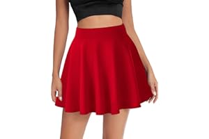 INSAFIANS Ladies Skater Mini Skirt Flared High Waist Stretch School Skirt Guaranteed, Dance, Gym, Casual, Women Kids Girls MINI Skirt