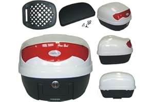 A-PRO Top Case Valise Bagage Moto Scooter Universel 29L evec Dossier NO Givi Blanc