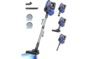 VersLife Aspirateur Balai sans Fil S7, Aspirateur sans Fil Puissant 35Kpa avec 40 Min d'Autonomie, 4 en 1 Aspirateur Balai Pas Cher pour Dur Tapis Sols Poils d'animaux, Batterie Amovible, lumière LED