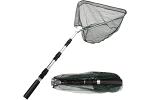 wiipara Kescher Angeln Teleskop Kescher, Fischernetz Klappbar Kompakt Angel Kescher Teich Karpfenkescher, Outdoor Angelzubehör Angeln Kescher für Kinder Erwachsene