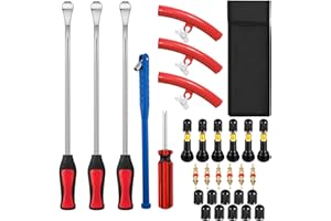 TOHADRILL 31 Pièces Demonte Pneu Moto, Demonte Pneu Trottinette, Accessoire Moto, Protège Jante, Démonte, Levier, pour Vélo, Voiture, Scooter