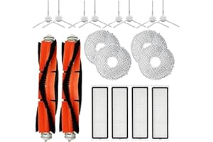 ASDAZRXY Lot de 18 accessoires pour robot aspirateur Dreame L10s Ultra / S10 / S10 Pro/Xiaomi X10+, 2 Brosses Principales, 8 Brosses latérales, 4 filtres, 4 chiffons