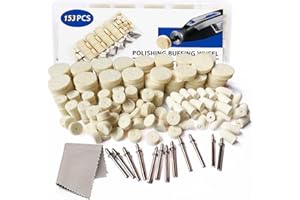 IELEK Felt Polishing Wheel 153Pcs Wool Felt Polishing Buffing Pad Wheel Accessories,Point & Mandrel 1/8" Shank Kit for Dremel Rotary Tools