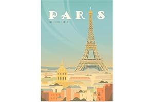 JUNOMI® Poster Paris XL, DIN A2, décoration de salon, image murale moderne, image de Paris, poster de voyage, tableau mural Paris, sans cadre