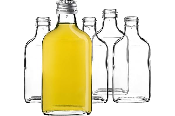KADAX Hylsflaska 200 ml, Förpackning med 10, Små glasflaskor med skruvlock, Flaskor, Tomma flaskor för påfyllning, Mini spritflaskor, Snapsflaskor