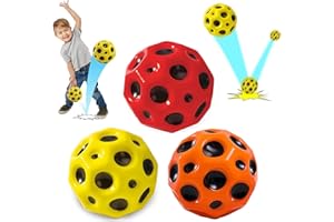 YREYBN 3 Pcs Moon Ball, 70mm Extreme Space Ball, Moon Balls For Kids, Bounce Ball Mini Bouncing Ball Toy, Rubber Bounce Ball Sensory Ball, For Kids Party Gift(Red, Orange, Yellow)