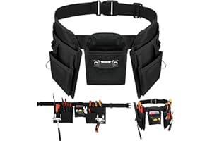 ASNOMY Cintura porta attrezzi da uomo, cintura per artigiani con 19 tasche, borsa per attrezzi per uomini, borsa per attrezzi rimovibile e regolabile, per elettricisti, falegnami, lavoratori edili