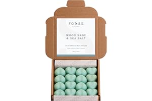 FOSSE LIVING Wood Sage and Sea Salt Strong Scented Wax Melts 16 Pack - The Gift for Every Occasion – Made in The UK