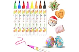 TREEDOA Lebensmittelfarbe Stifte, 8 Stücke Lebensmittelstifte mit weichen Pinselspitzen für dicke und dünne Linien, Lebensmittel Stift Backen, Essbare Stifte für Kuchen, Kekse, Fondant, Food