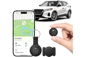 XAVURO GPS-spårare - Mini GPS-märke utan abonnemang för bil, hundhalsband, barn och föremål, Bluetooth-spårare med iOS-kompatibilitet, hölje och nyckelring