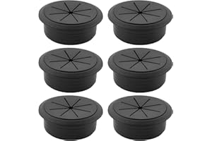 QINGYIWL 6 Pezzi Passacavo in Plastica Flessibile, 60 mm Passacavo per Scrivania, Tappo Passacavi per Cavo, Rotonda Passacavi Nero per Scrivanie, Tavoli da Computer e Postazioni di Lavoro (Nero)