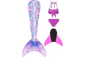 DNFUN Costume da Bagno da Bambina a Coda di Sirena, per Cosplay, per Il Nuoto, con Monopinna