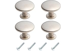 HARMAC HOUSE 4 Pieces Brushed Nickel Mushroom Cabinet Knobs Kitchen Cupboard Knobs Door Knobs Drawer Knobs Steel Furniture Pull Handles Dresser Bathroom Wardrobe Knobs