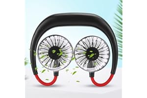 Dpofirs Ventilateur de Cou Portable, Ventilateur Personnel Rechargeable, Mini Ventilateur Rechargeable Réglable à 3 Vitesses, Ventilateur Mains Libres pour Les Sports de Jeu (Noir)