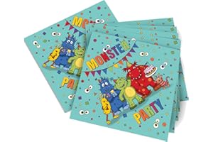 TIB HEYNE 20 Servietten * LUSTIGE MONSTER * für Kindergeburtstag und Mottoparty | Kinder Geburtstag Party Napkins Papierservietten